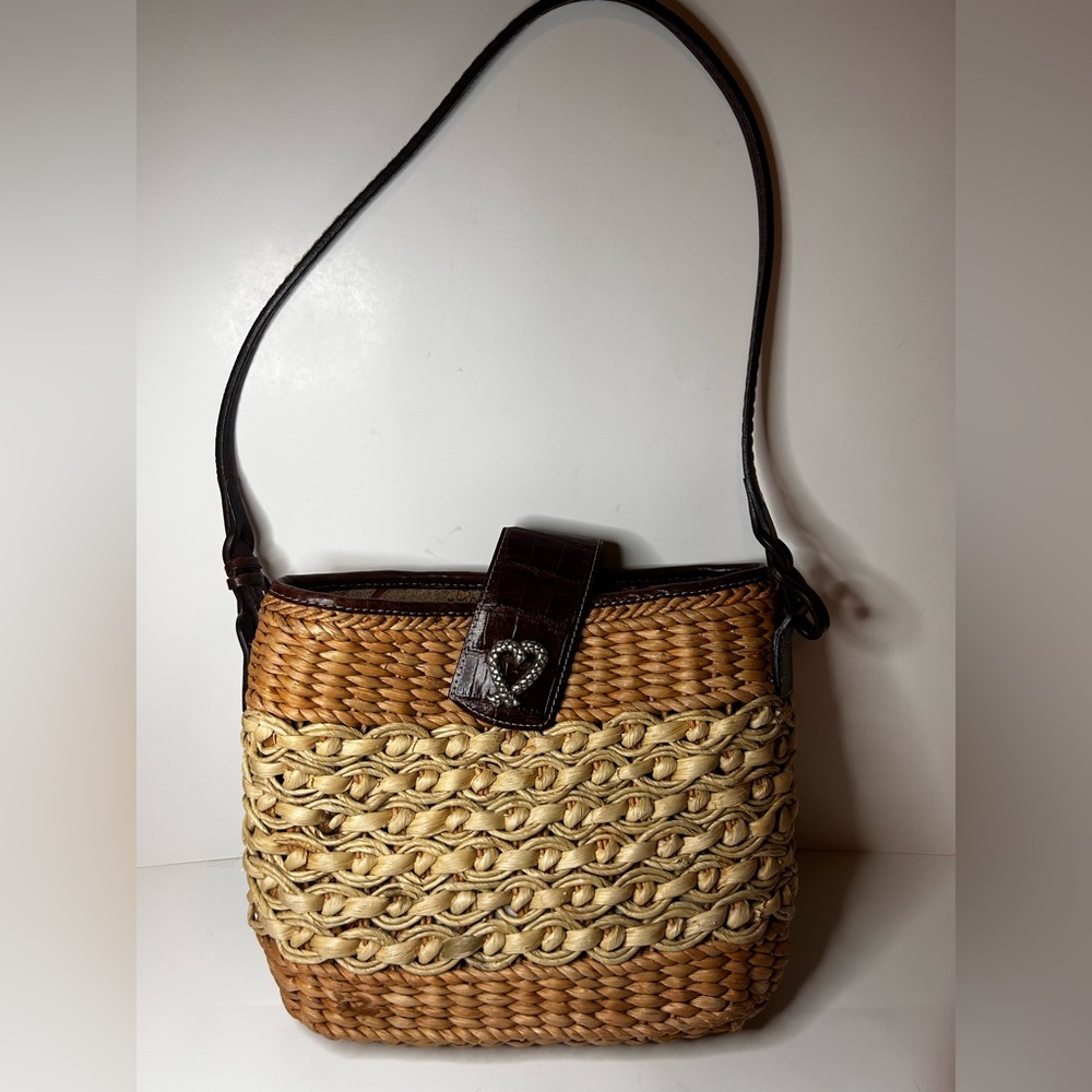 Brighton Sadie Straw Bag With Brown Leather Trim